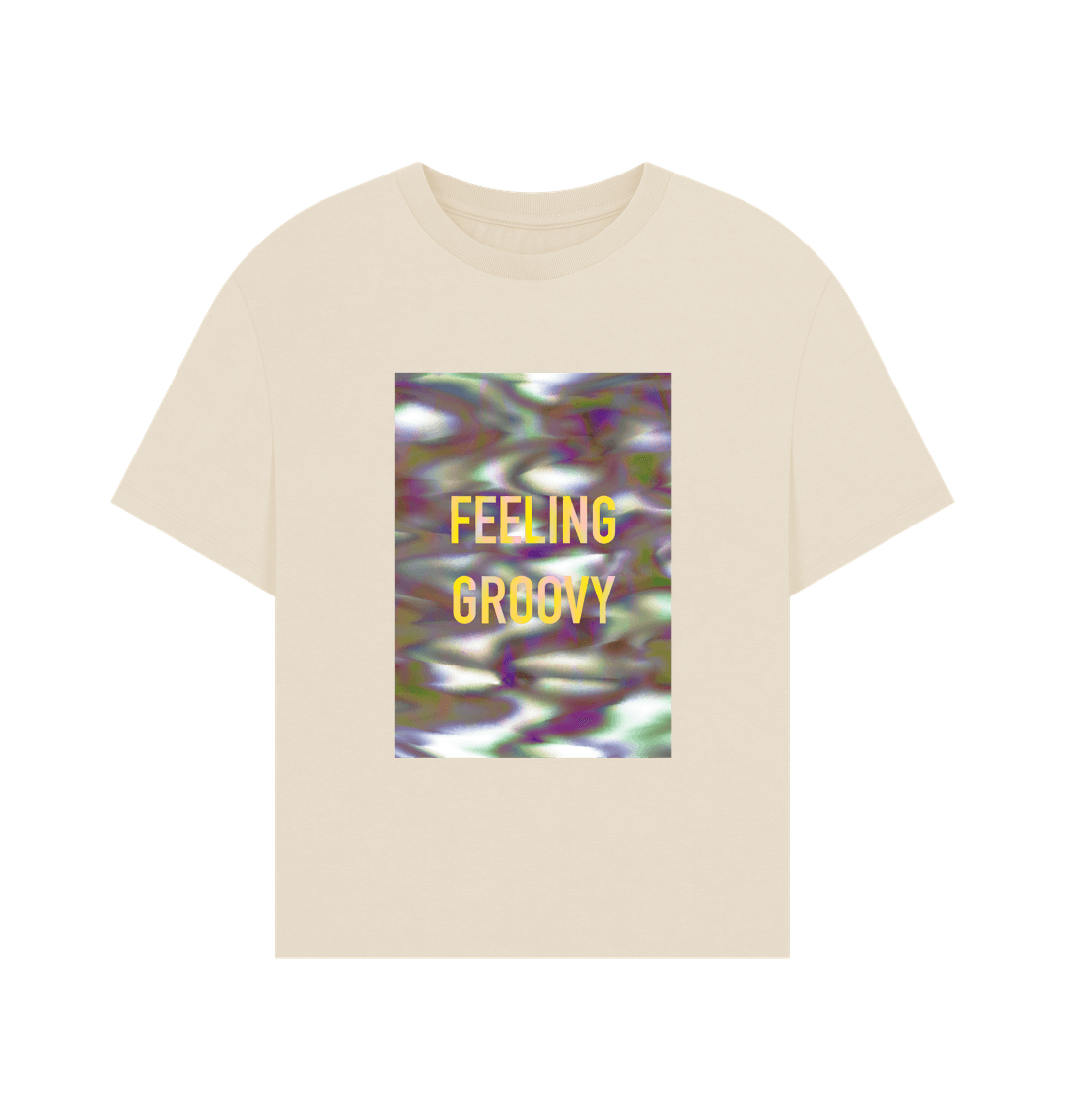 Oat FEELING GROOVY women's T on block graphic