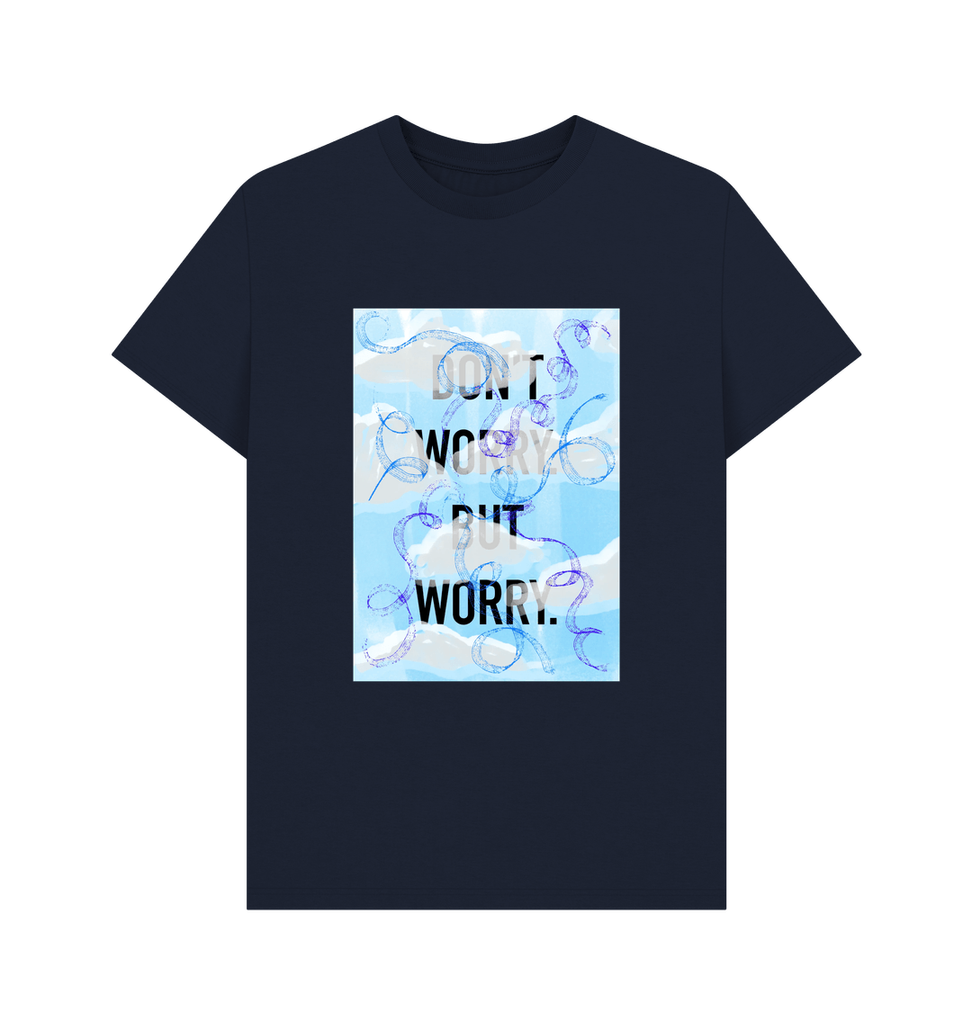 Navy Blue DON'T  WORRY BUT WORRY mens T