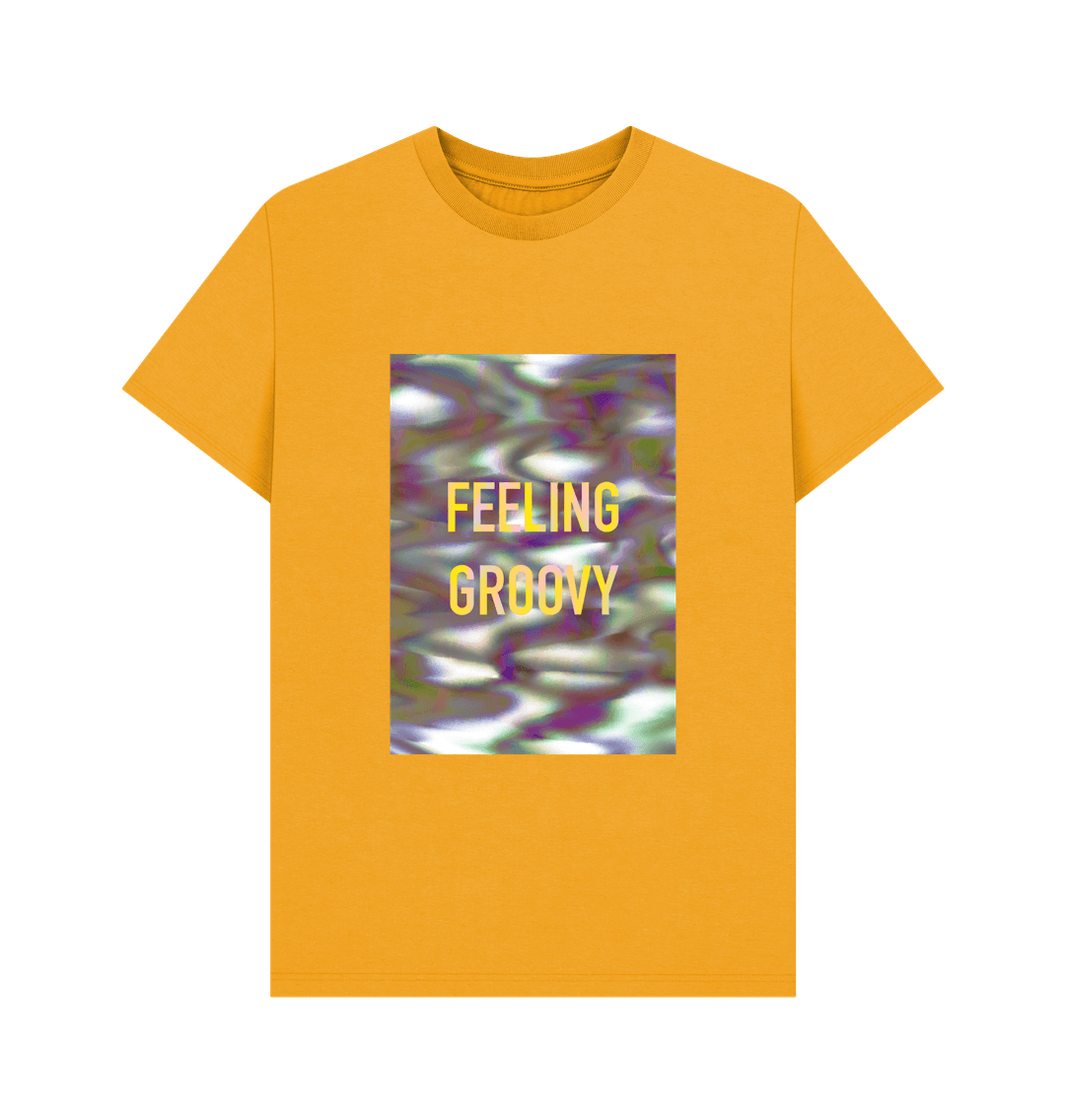 Mustard FEELING GROOVY mens T on block graphic