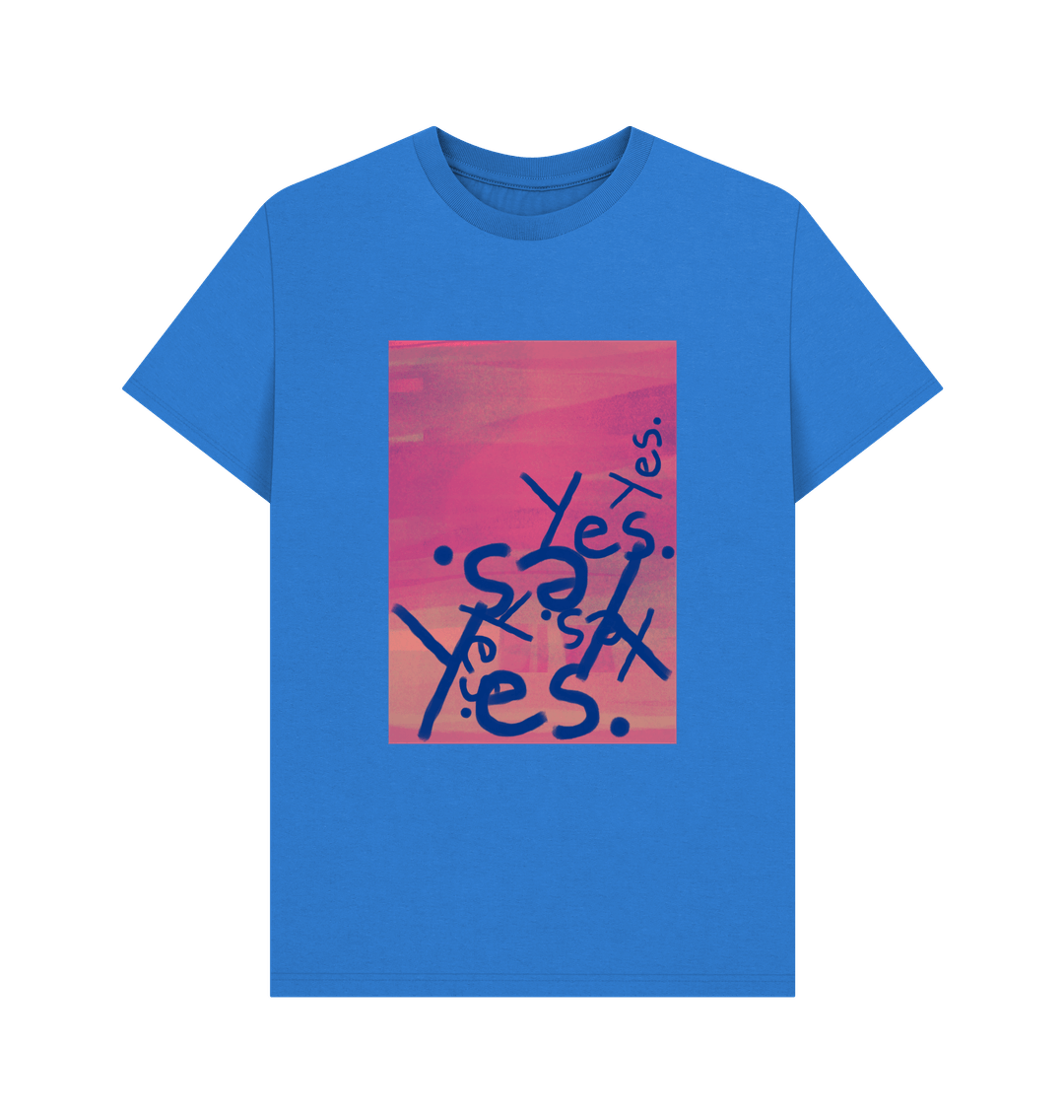 Bright Blue Yes Yes mens T