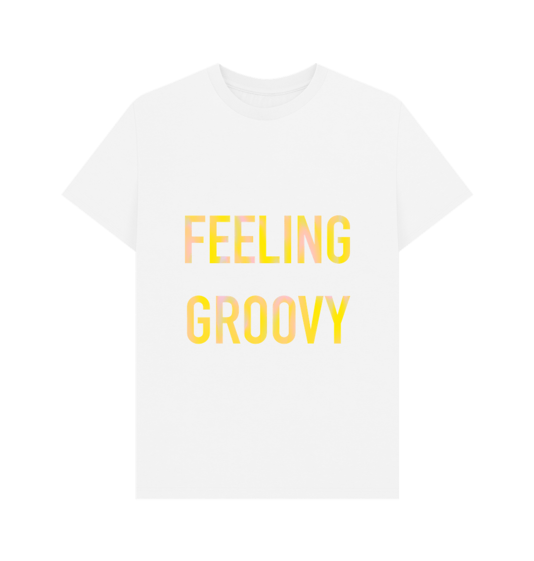 White FEELING GROOVY mens T